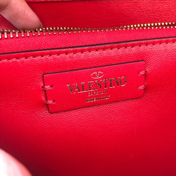 New Valentino VSLING Lipstick Red Leather Bag Satchel Medium Rockstud Perfect - Picture 12 of 16